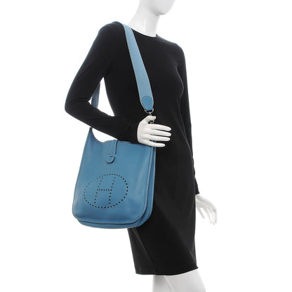 Hermes Togo Evelyne II GM Blue Jean 2 of 9