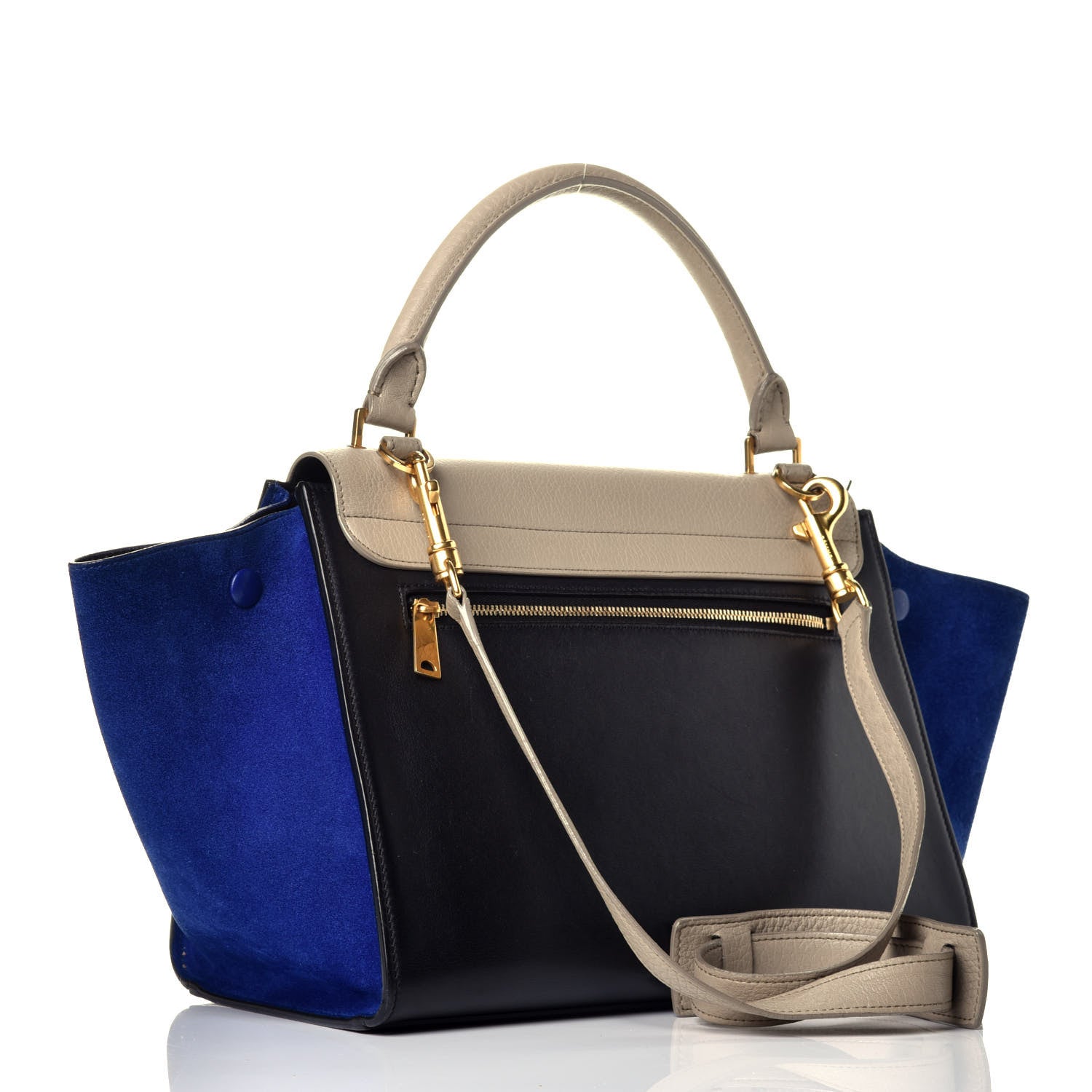 Celine Textured Calfskin Suede Small Tri-Color Trapeze Sand 3 of 9