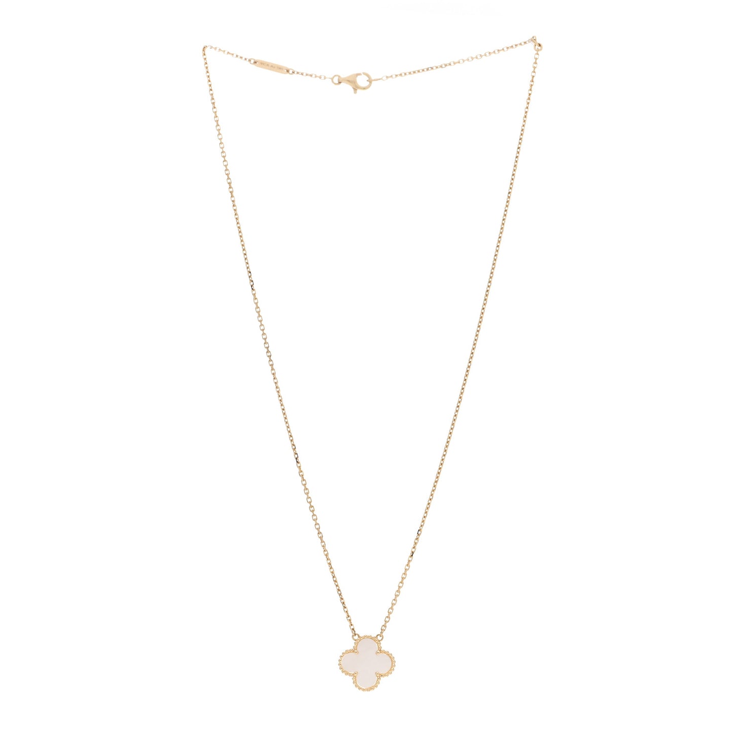 18K Yellow Gold Mother of Pearl Vintage Alhambra Pendant Necklace