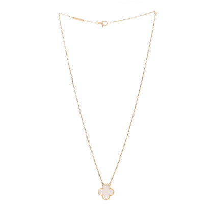Van Cleef & Arpels 18K Yellow Gold Mother of Pearl Vintage Alhambra Pendant Necklace 2 of 5