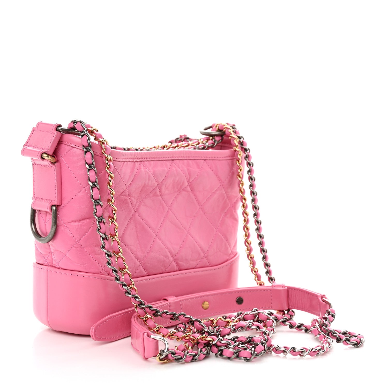 Chanel Aged Calfskin Quilted Small Gabrielle Hobo Rose 3 of 15