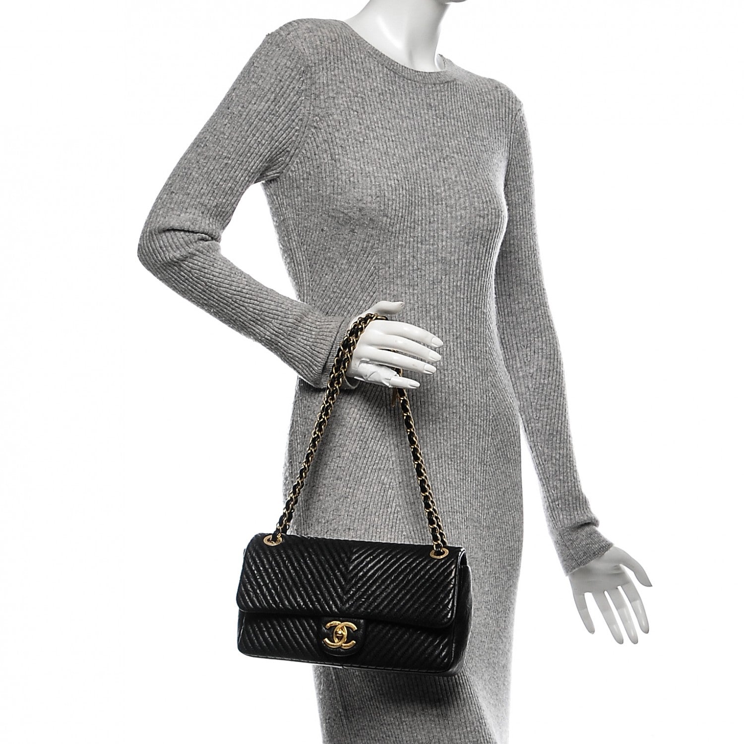Chanel Wrinkled Lambskin Chevron Quilted Small Flap Black 2 of 7
