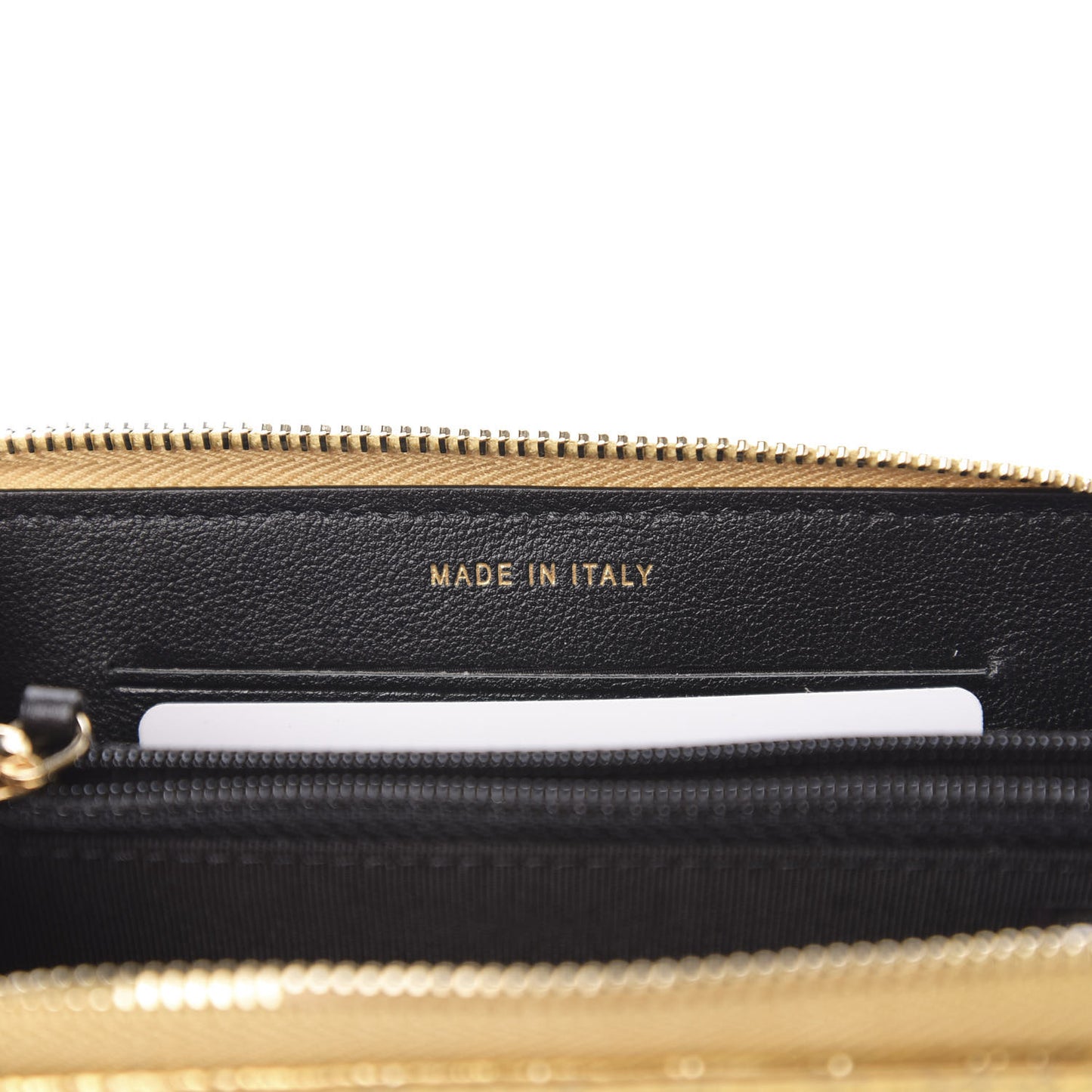 Metallic Calfskin Crocodile Embossed Small Zip Wallet Gold