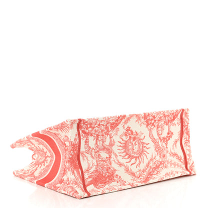 Christian Dior Canvas Embroidered Medium Toile de Jouy Soleil Book Tote Coral 4 of 11