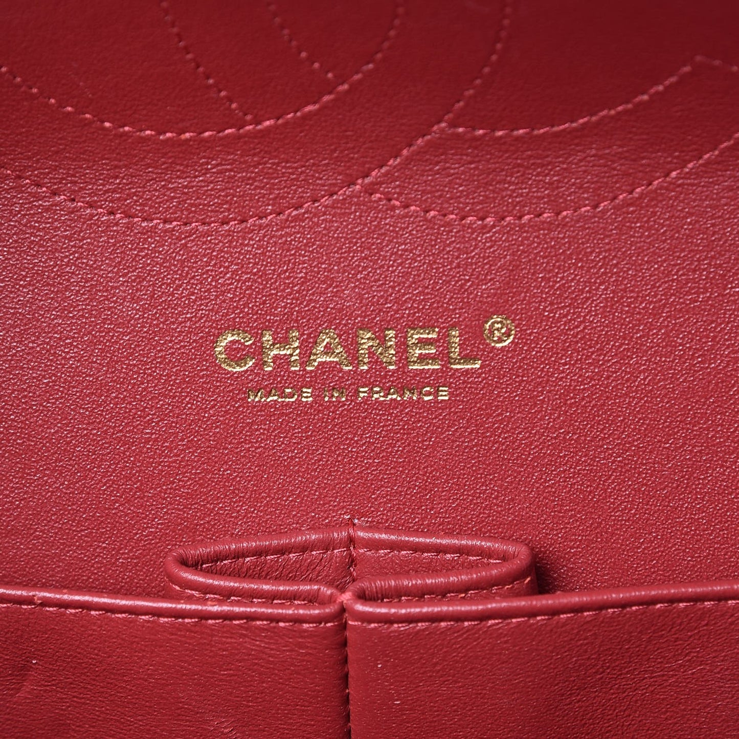 Lambskin Chevron Quilted Jumbo Double Flap Dark Red