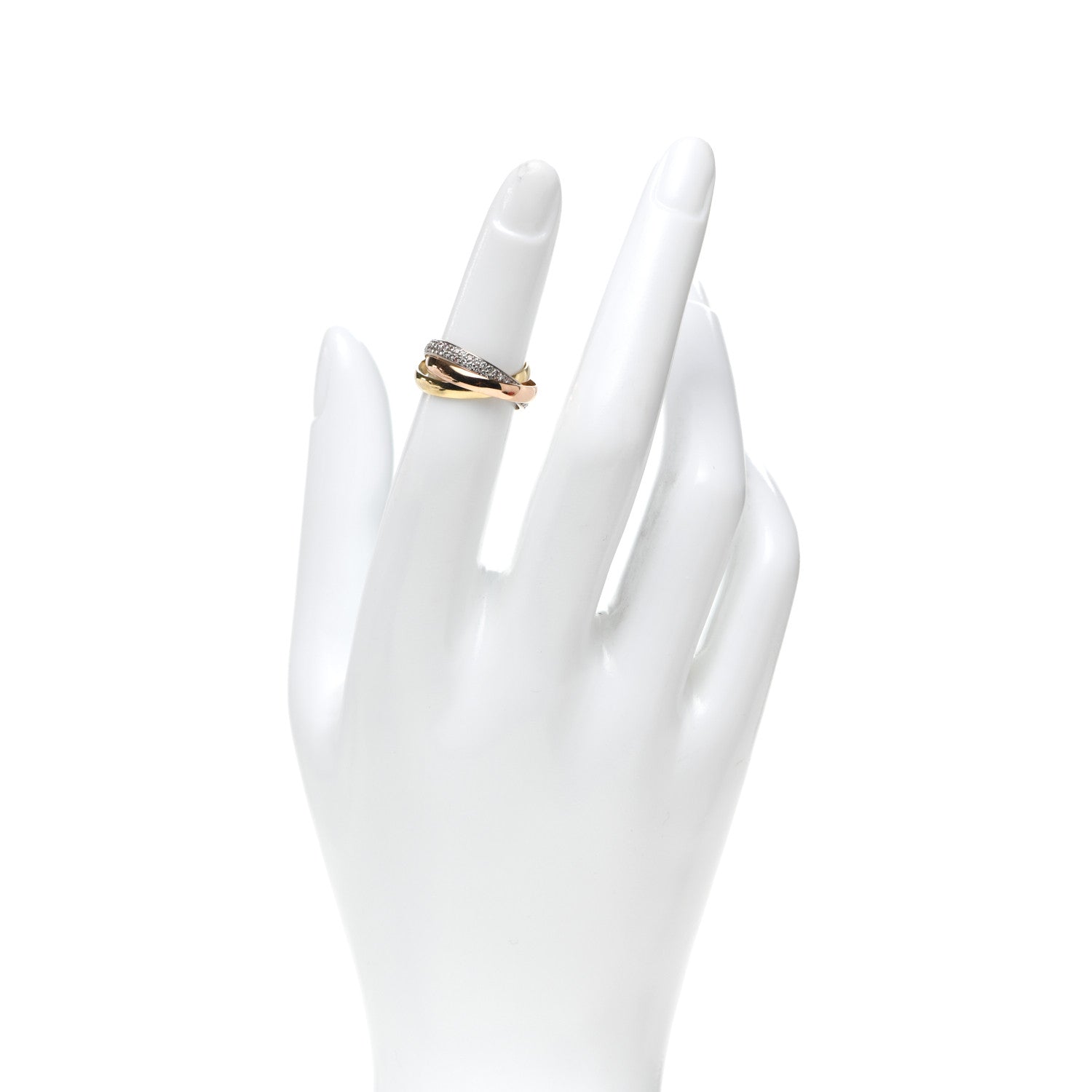 Cartier 18K White Yellow Pink Gold Diamond Small Trinity Paved Ring 48 4.5 2 of 6