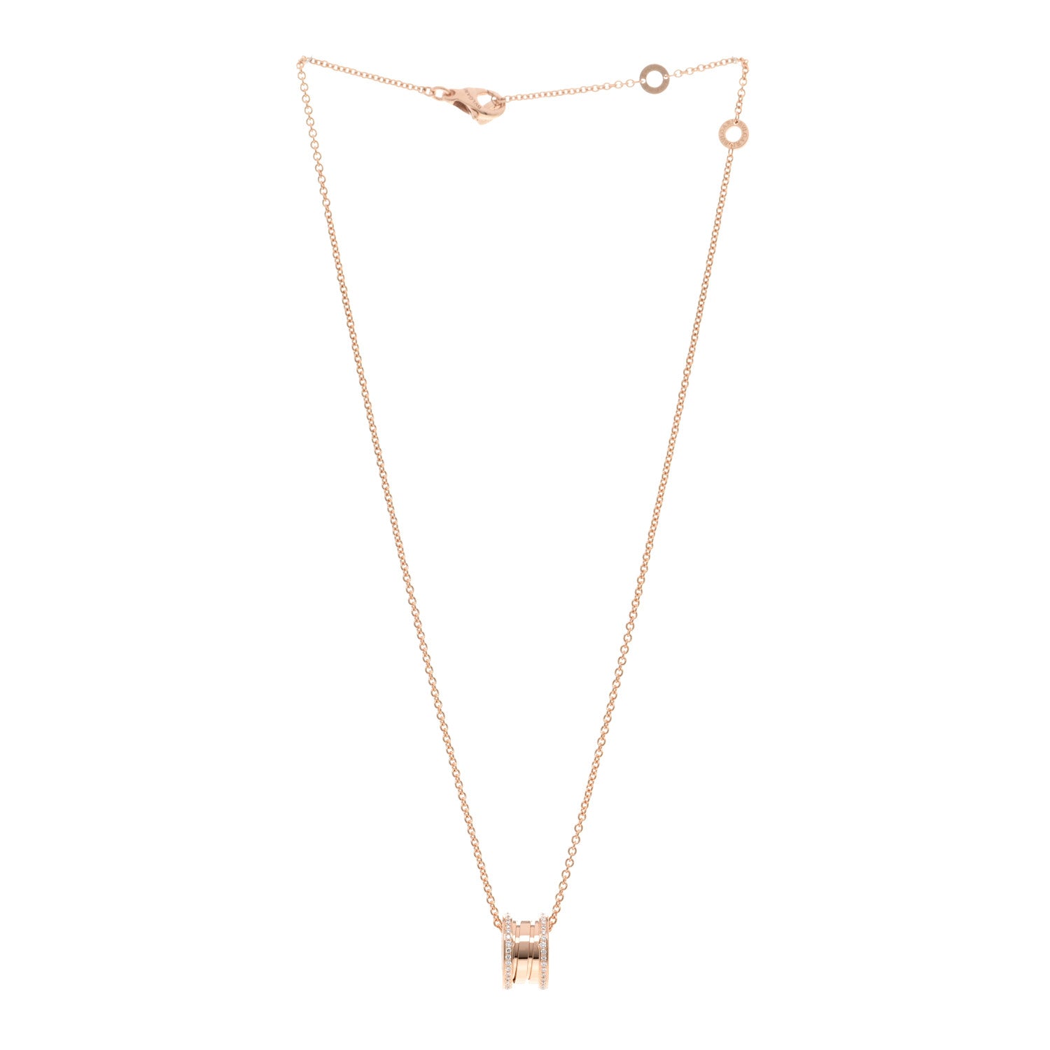 Bulgari 18K Rose Gold Diamond B.Zero1 Pendant Necklace 3 of 5