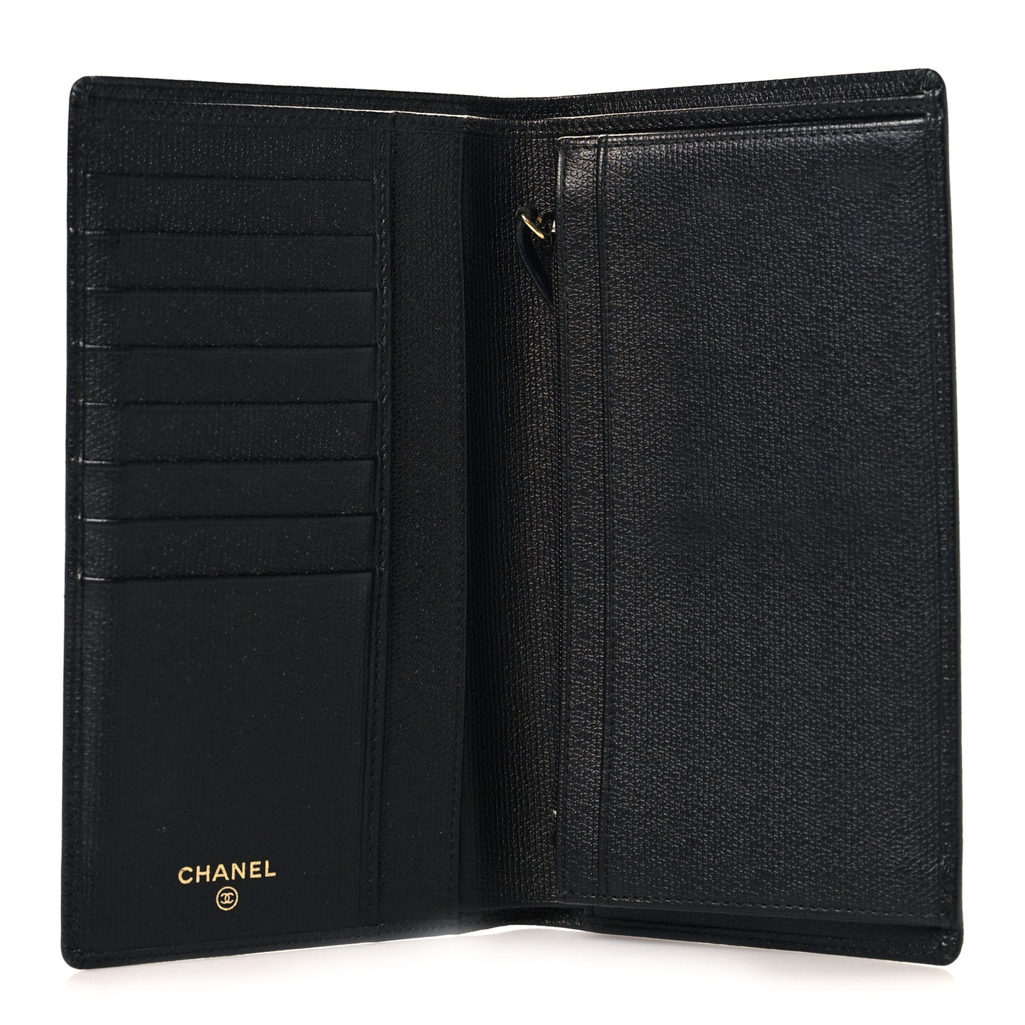 Grained Calfskin CC Button Yen Wallet Black