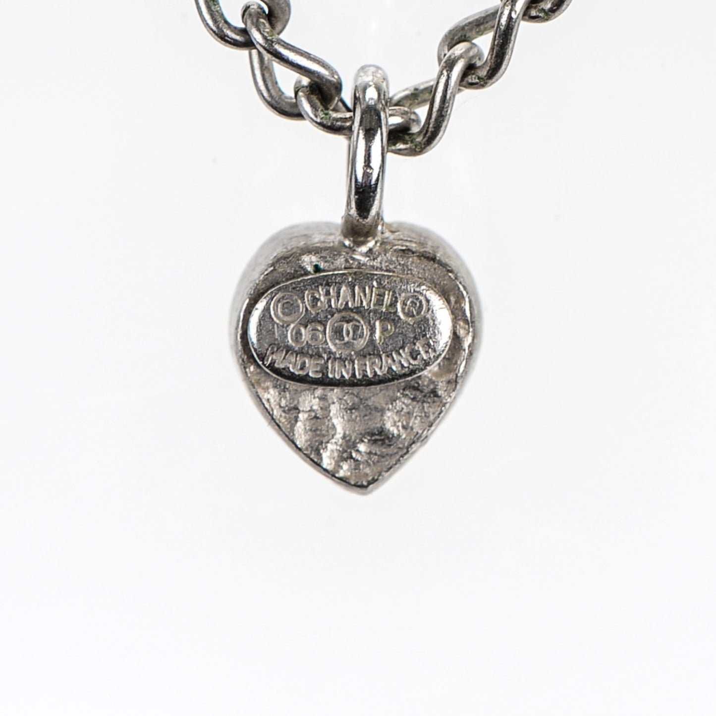 Crystal Mini Heart CC Necklace Silver