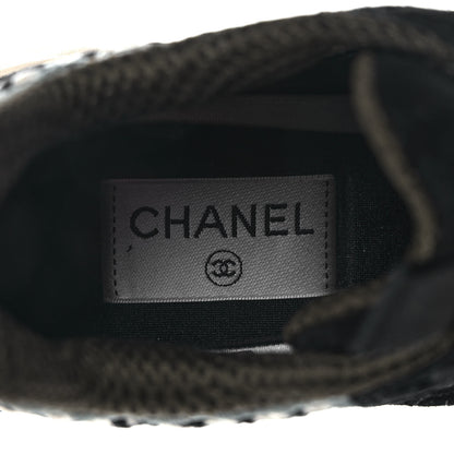 Chanel Suede Calfskin Embroidered CC Sneakers 36 Beige Black 7 of 8