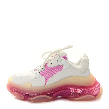 Balenciaga Fabric Mesh Clear Sole Womens Triple S Sneakers 37 White Pink 1 of 9