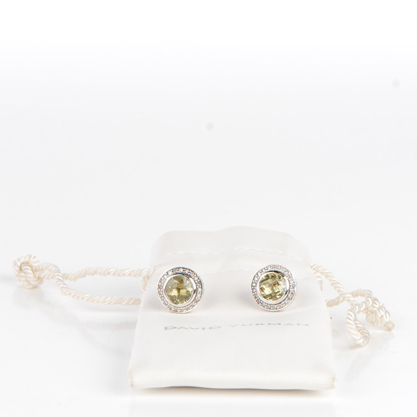Sterling Silver Pave Diamond Lemon Citrine 8mm Petite Albion Earrings