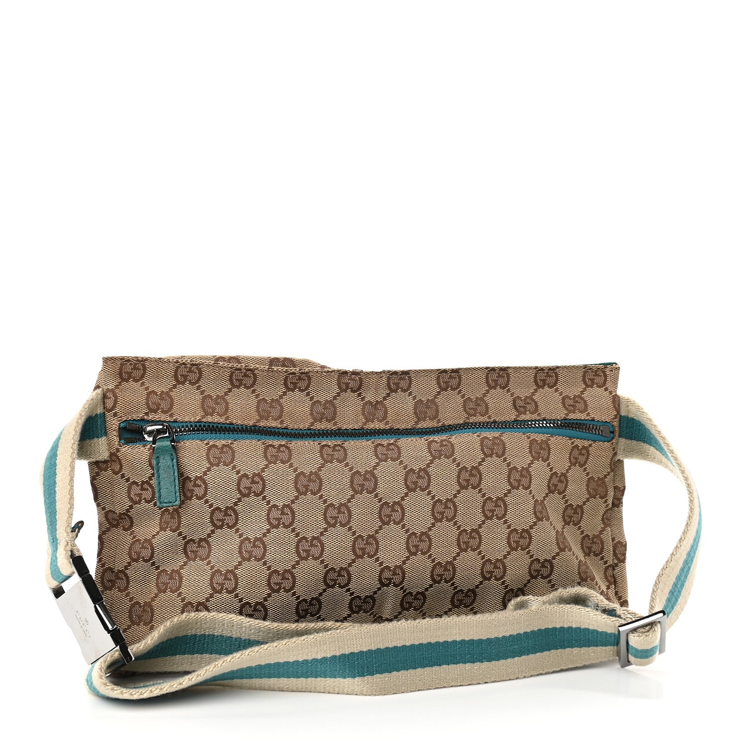 Gucci GG Monogram Web Double Pocket Belt Bag Turquoise 2 of 7