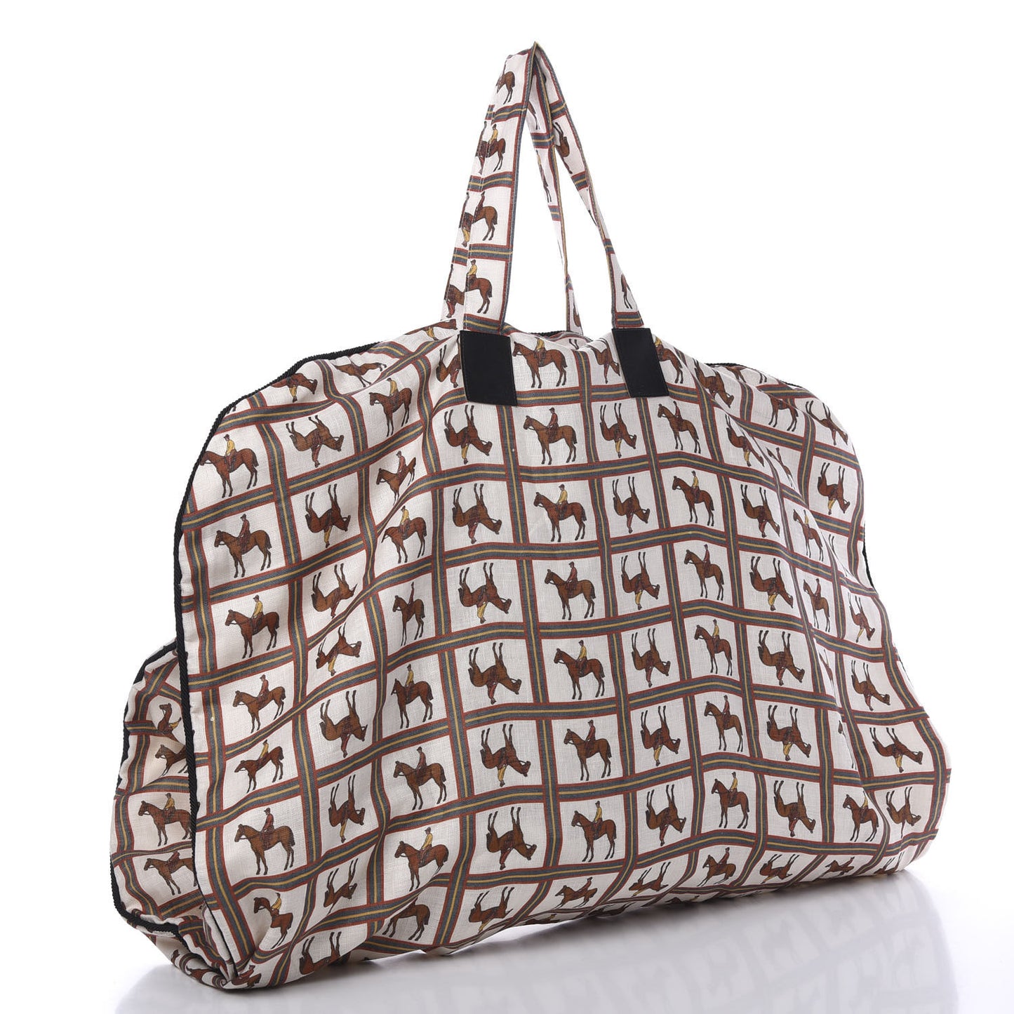 Equestrian Print Canvas Garment Weekend Travel Bag