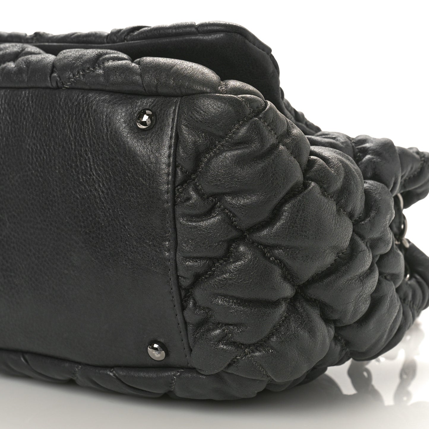 Calfskin Bubble Quilt Accordion Flap Grey