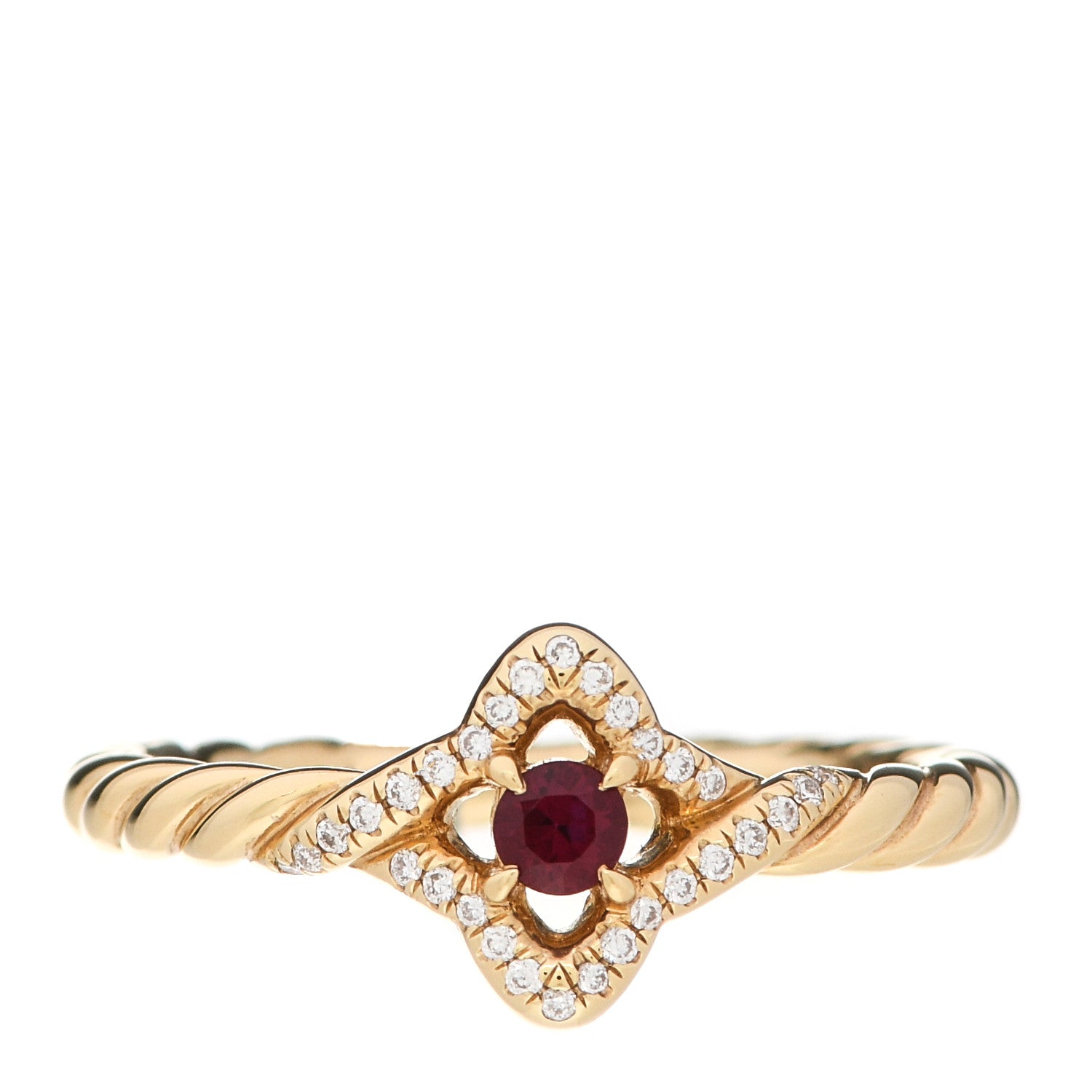 David Yurman 18K Yellow Gold Diamond Ruby 5mm Venetian Quatrefoil Ring 52 6 1 of 4