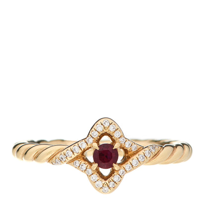 David Yurman 18K Yellow Gold Diamond Ruby 5mm Venetian Quatrefoil Ring 52 6 1 of 4