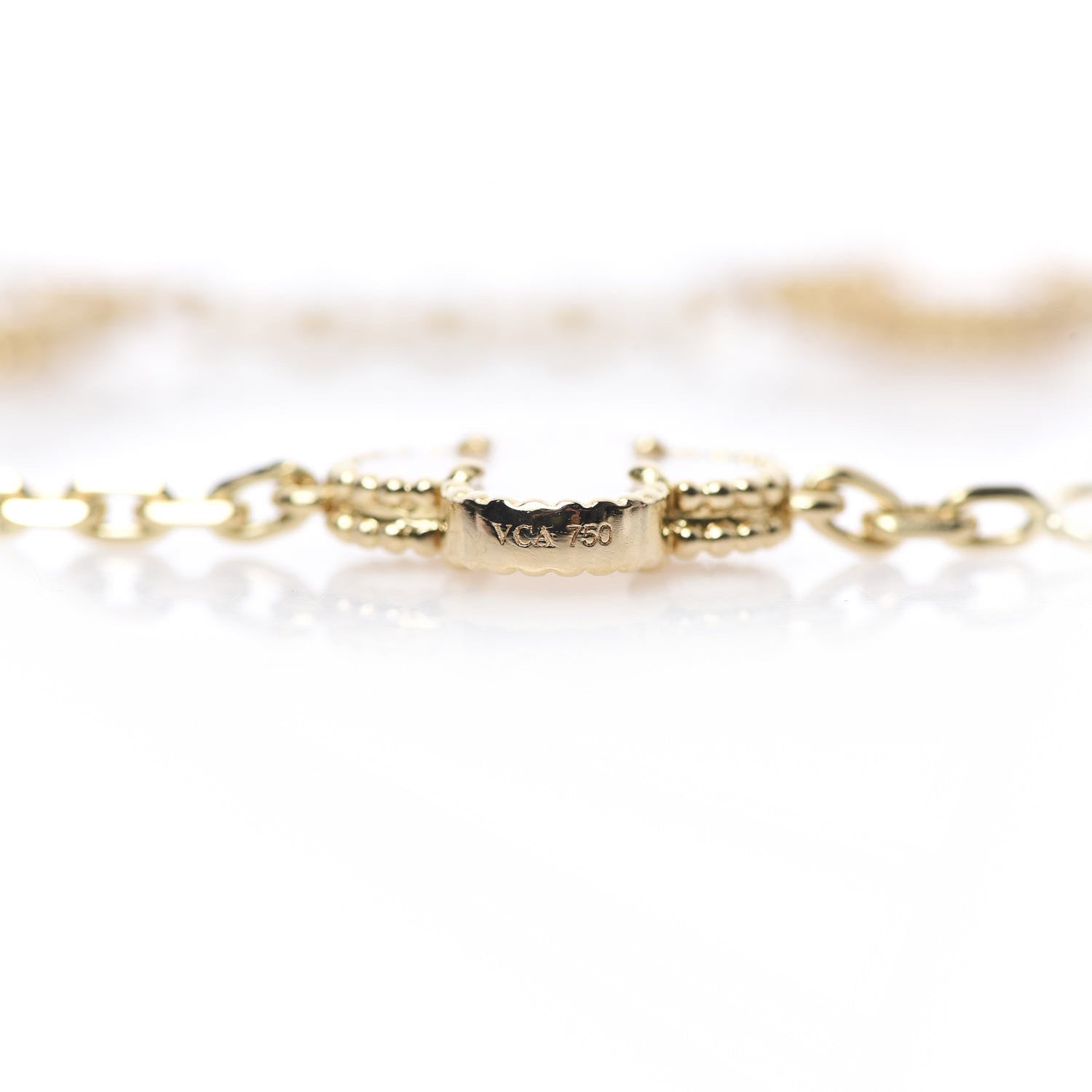 Van Cleef & Arpels 18K Yellow Gold Mother of Pearl 5 Motifs Vintage Alhambra Bracelet 4 of 4