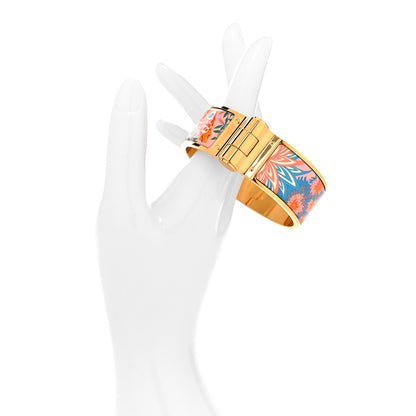 Hermes Enamel Printed The Three Graces Print Wide Hinged Bracelet L Tropique 2 of 5