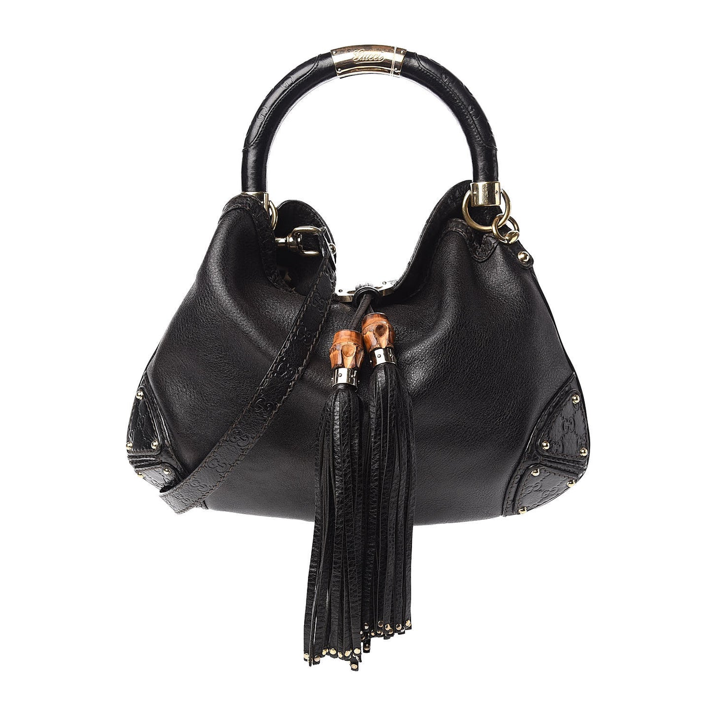 Calfskin Medium Indy Top Handle Hobo Black