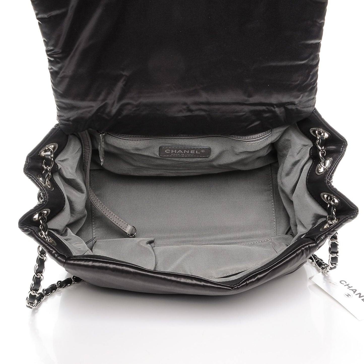 Nylon Quilted Tweed Stitch Bubble Flap Black