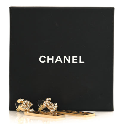 Chanel Metal Crystal CC Boy Drop Earrings Gold 5 of 5