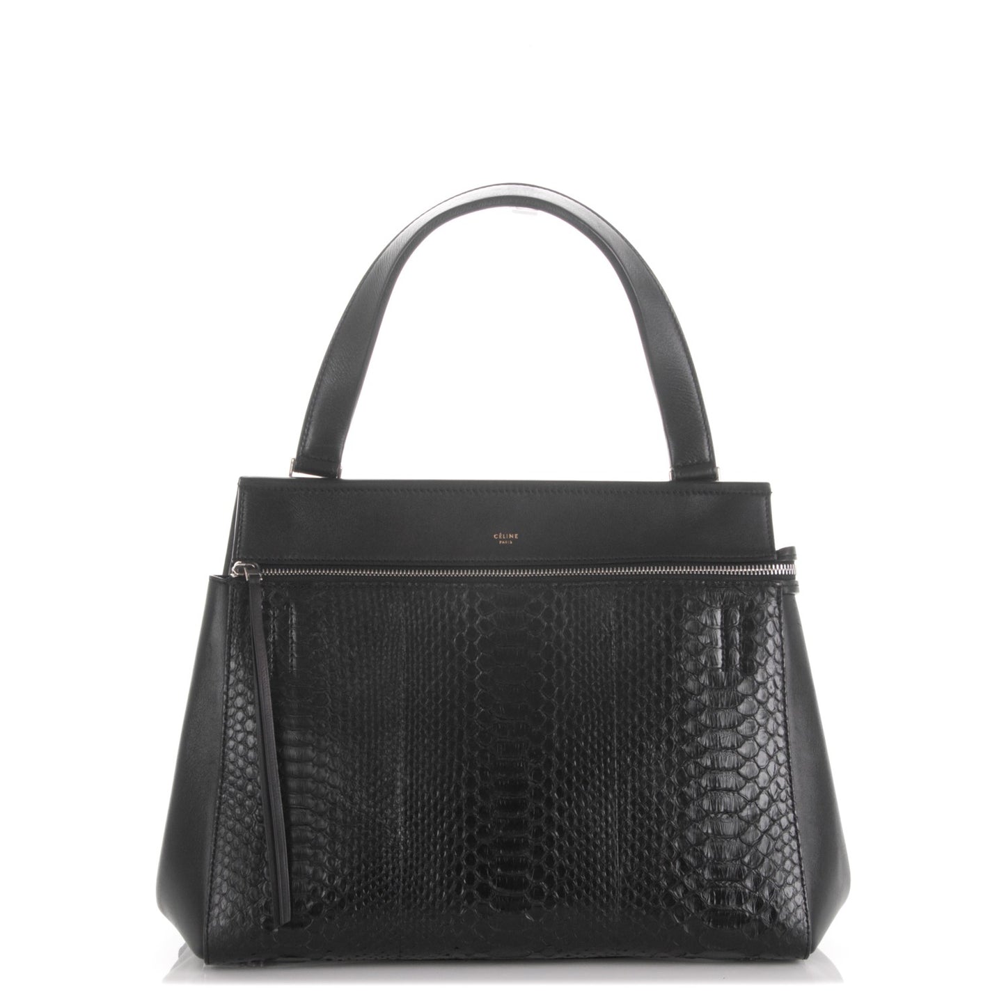 Python Smooth Calfskin Medium Edge Shoulder Bag Black