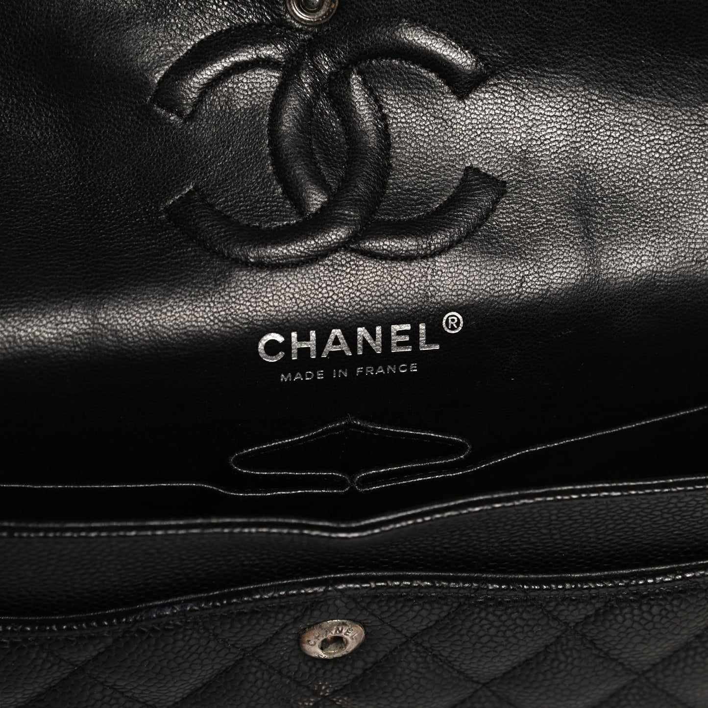 Caviar Quilted Small Double Flap Black