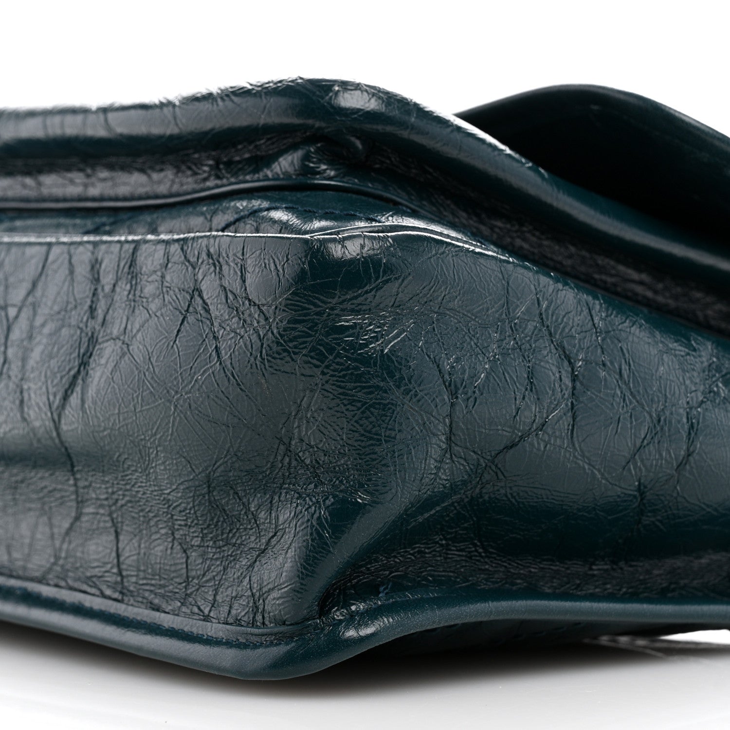 Saint Laurent Crinkled Calfskin Matelasse Monogram Medium Niki Chain Satchel Peacock Green 10 of 12