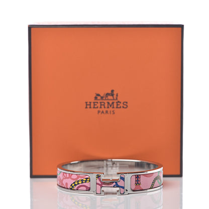 Hermes Enamel Panoplie Equestre Narrow Clic Clac H Bracelet PM Pink Delirium 5 of 5