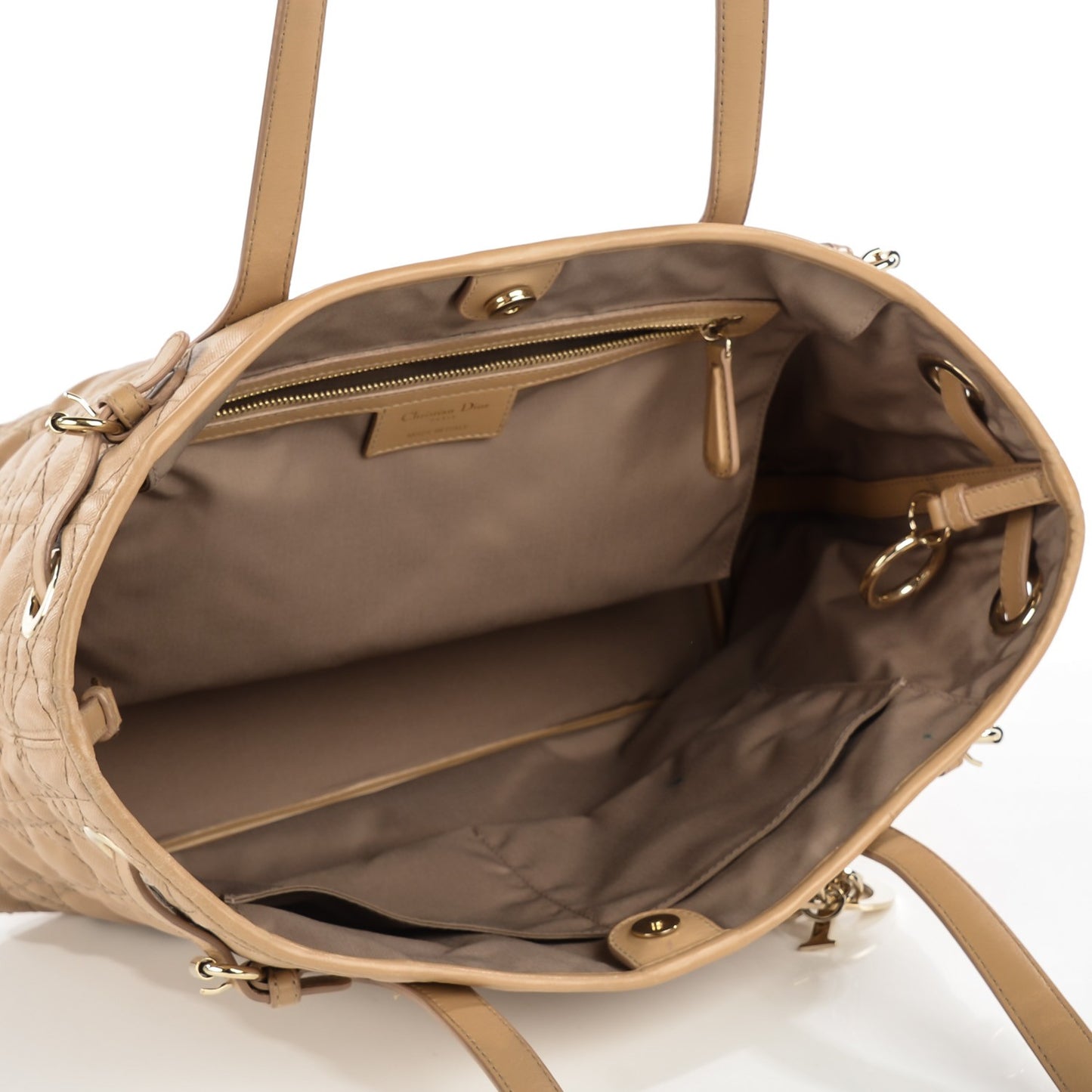 Coated Canvas Cannage Small Panarea Tote Beige