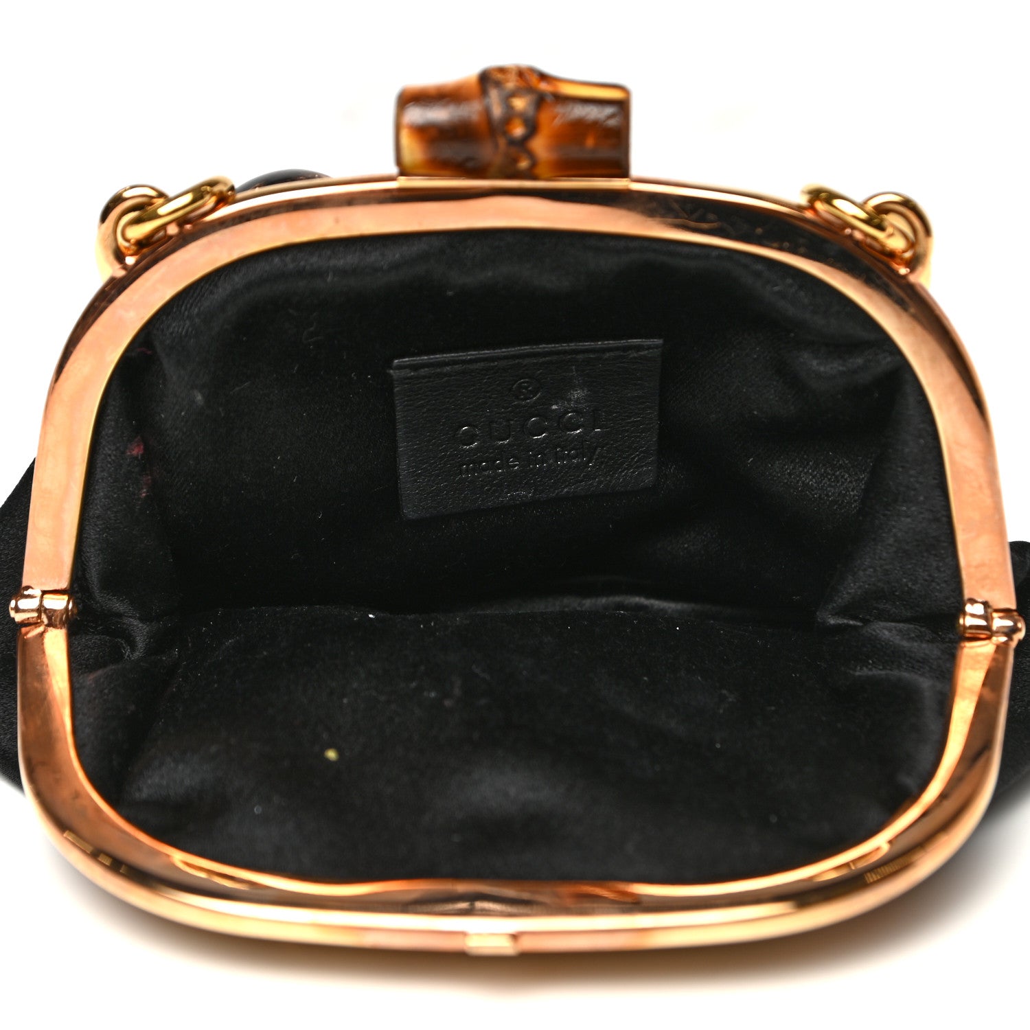 Gucci Satin Bamboo Jeweled Clutch Bag Black 4 of 6