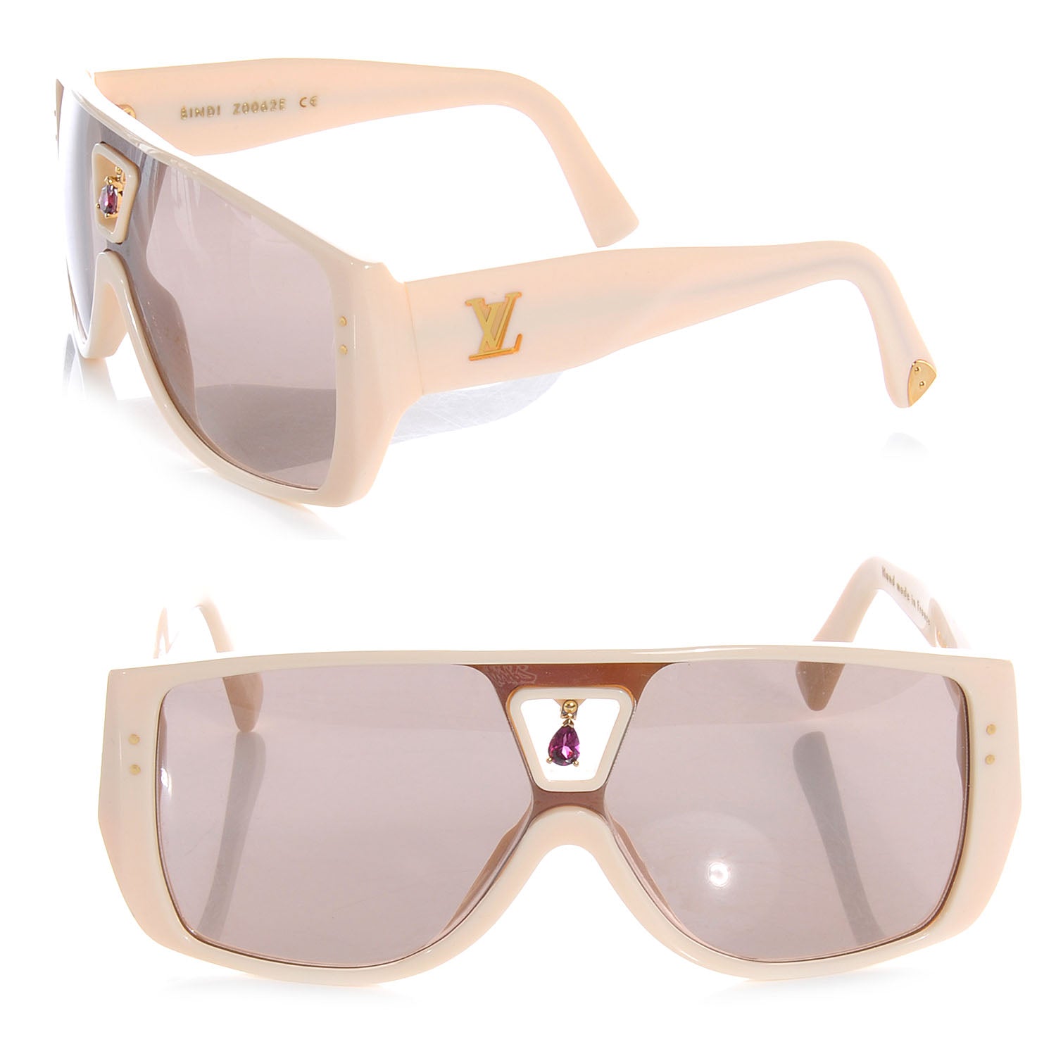 Louis Vuitton Acetate Amethyst Bindi Sunglasses Ivory 1 of 6