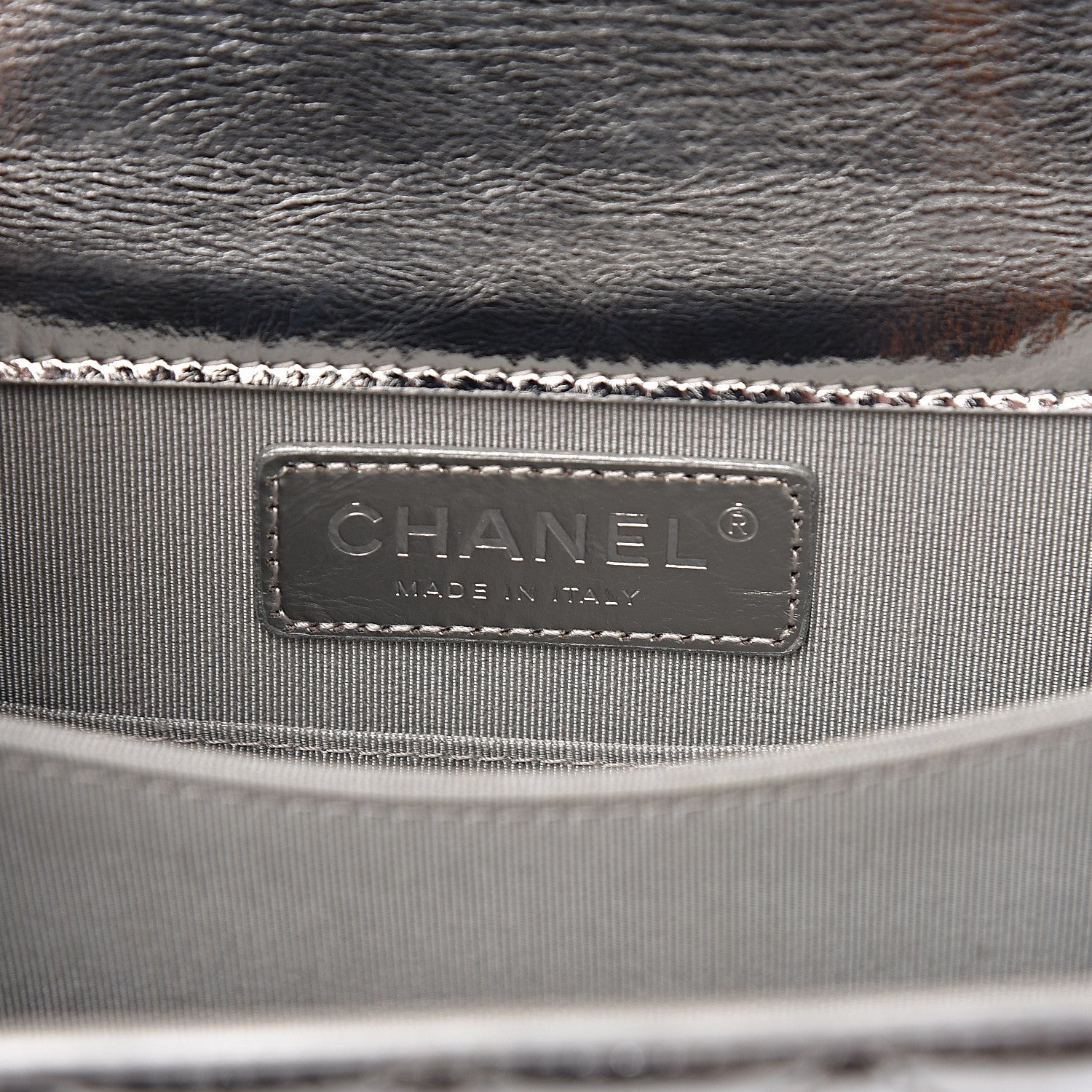 Chanel Metallic Goatskin Quilted North South Boy Flap Silver 6 of 11