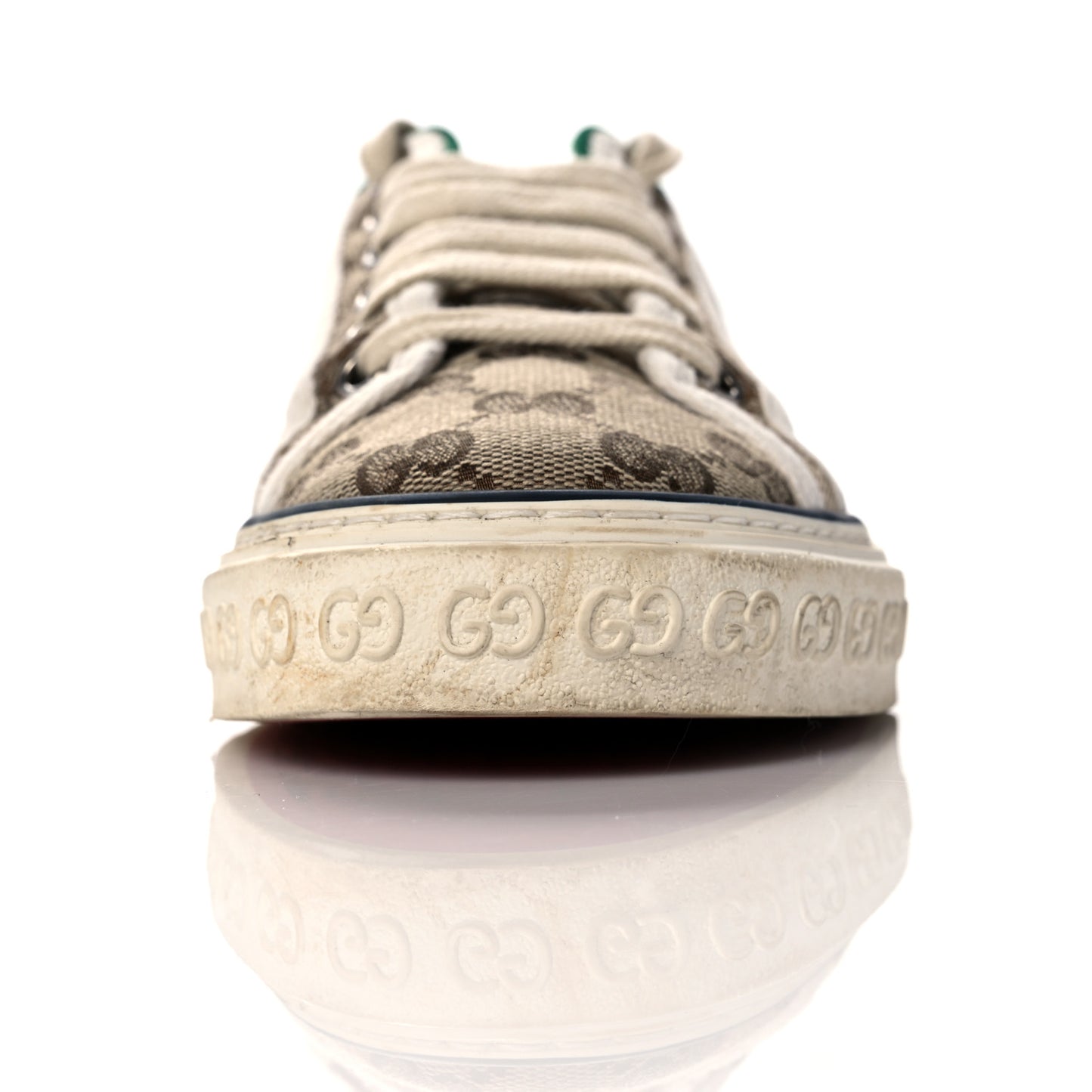 GG Monogram Web Womens 1977 Tennis Sneakers 37 Beige Ebony Mystic White