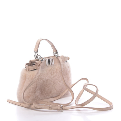 Fendi Shearling Shiny Nappa Micro Peekaboo Iconic Satchel Light Rose 3 of 11