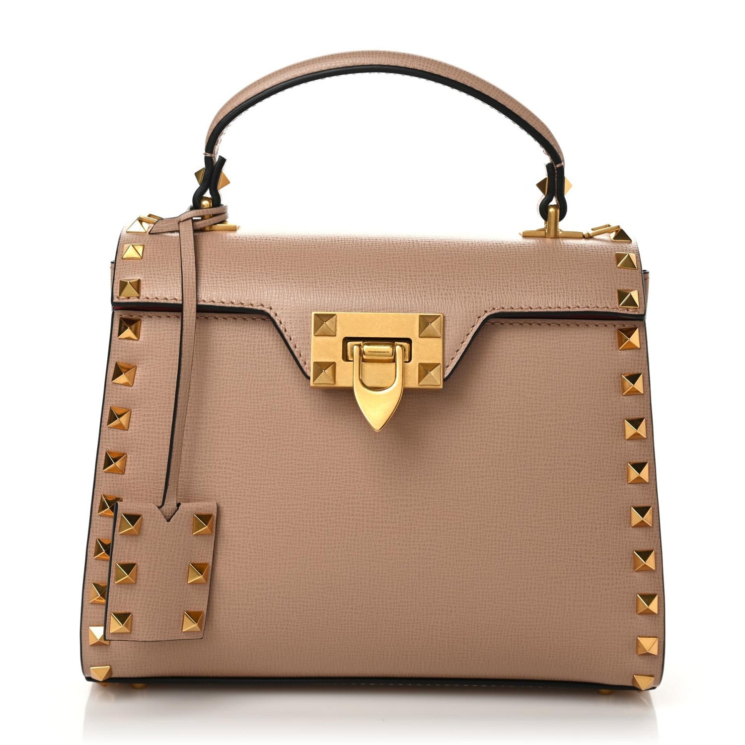 Valentino Garavani Grainy Calfskin Small Rockstud Alcove Top-Handle Flap Bag Rose Cannelle 1 of 8