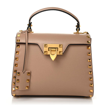 Valentino Garavani Grainy Calfskin Small Rockstud Alcove Top-Handle Flap Bag Rose Cannelle 1 of 8