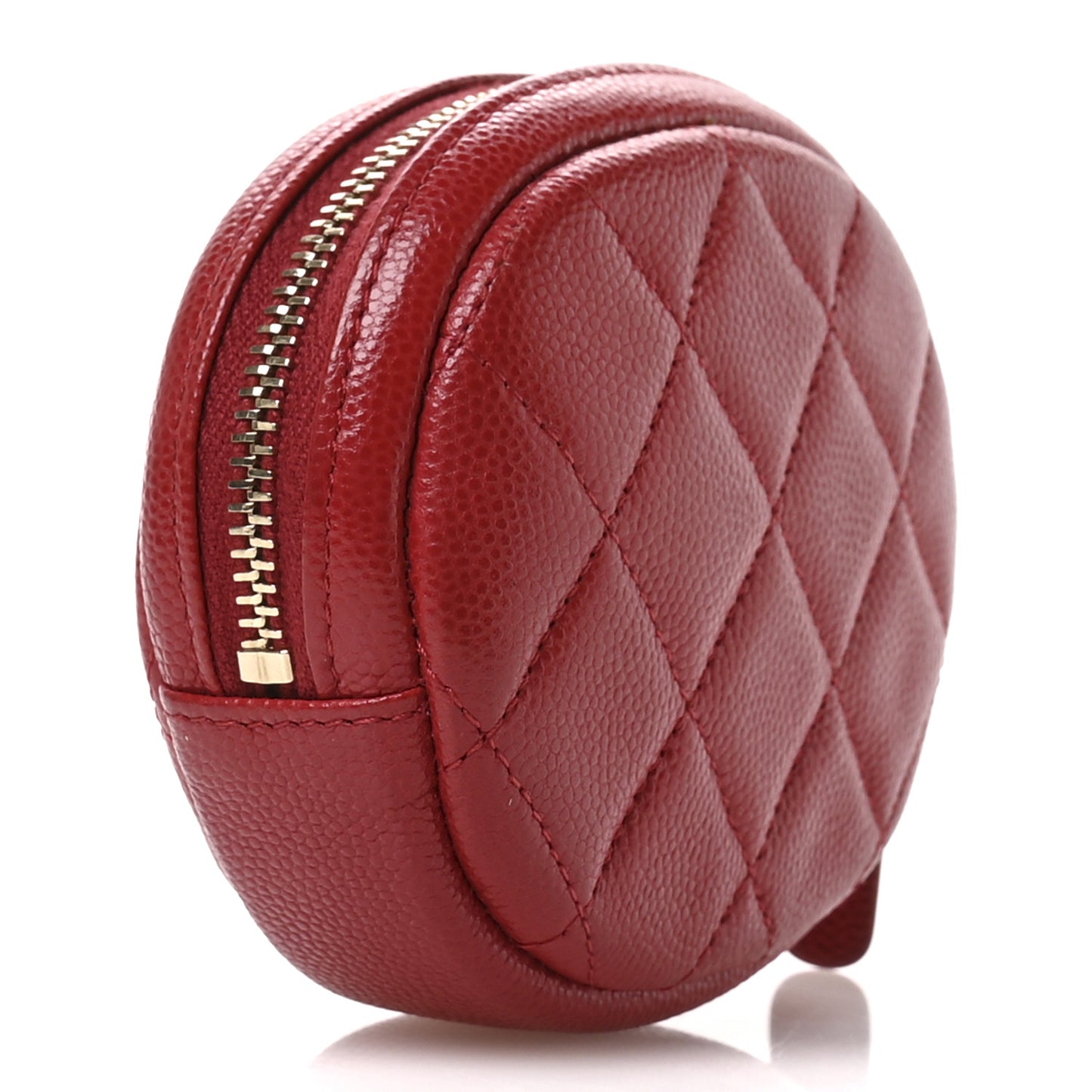 Caviar Quilted Zip Around Classic Coin Purse Red