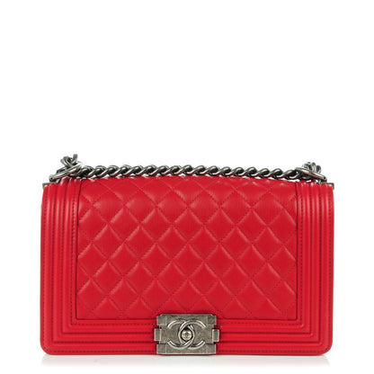 Chanel Calfskin Quilted Medium Boy Flap Red 1 of 8