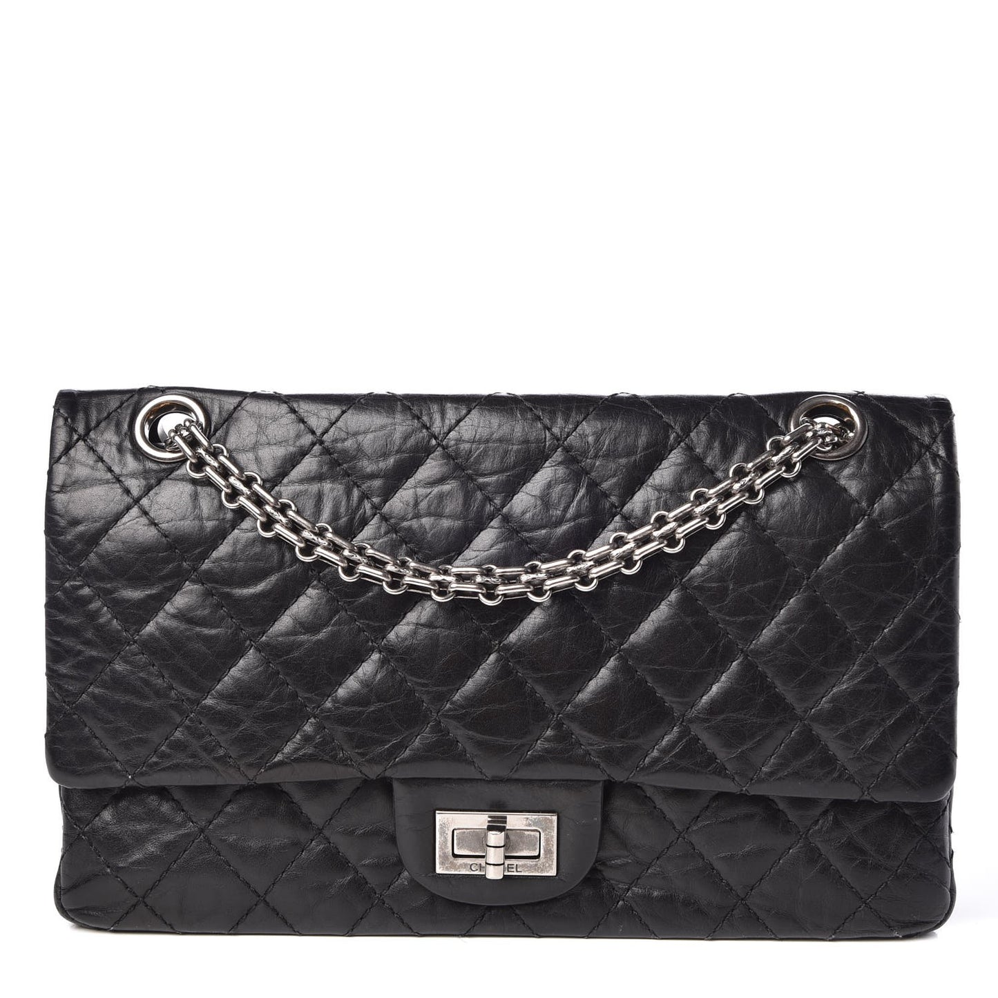 Aged Calfskin Quilted 2.55 Reissue 225 Flap Black