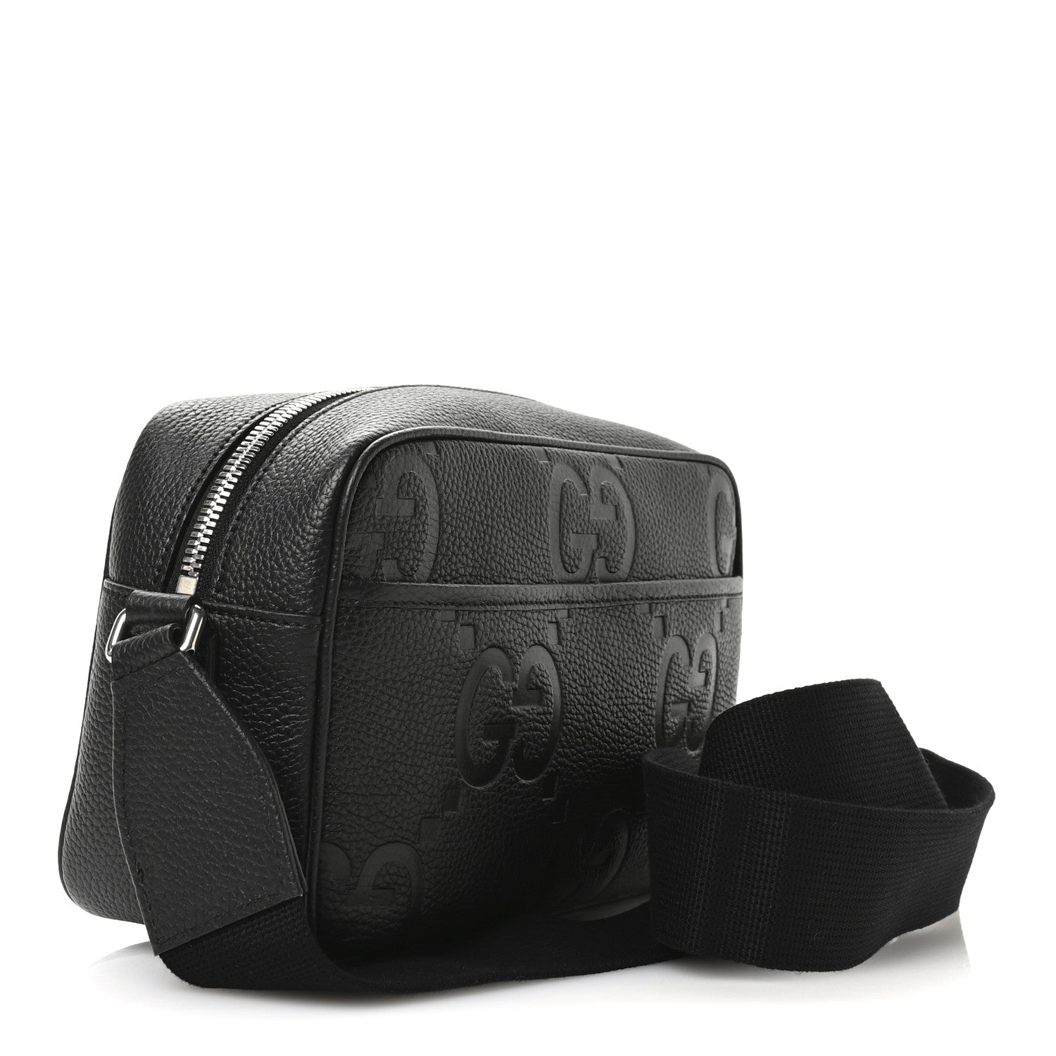 Gucci Piuma Calfskin Jumbo GG Embossed Medium Messenger Bag Black 3 of 10