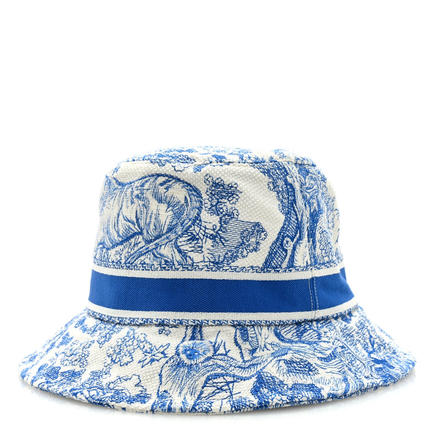 Canvas Toile de Jouy Sauvage Diorivera D-Bobby Small Brim Bucket Hat 59 Fluorescent Blue