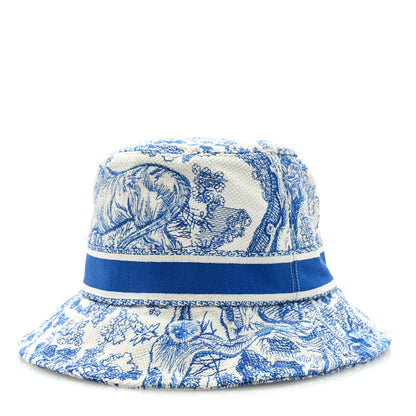 Christian Dior Canvas Toile de Jouy Sauvage Diorivera D-Bobby Small Brim Bucket Hat 59 Fluorescent Blue 3 of 7