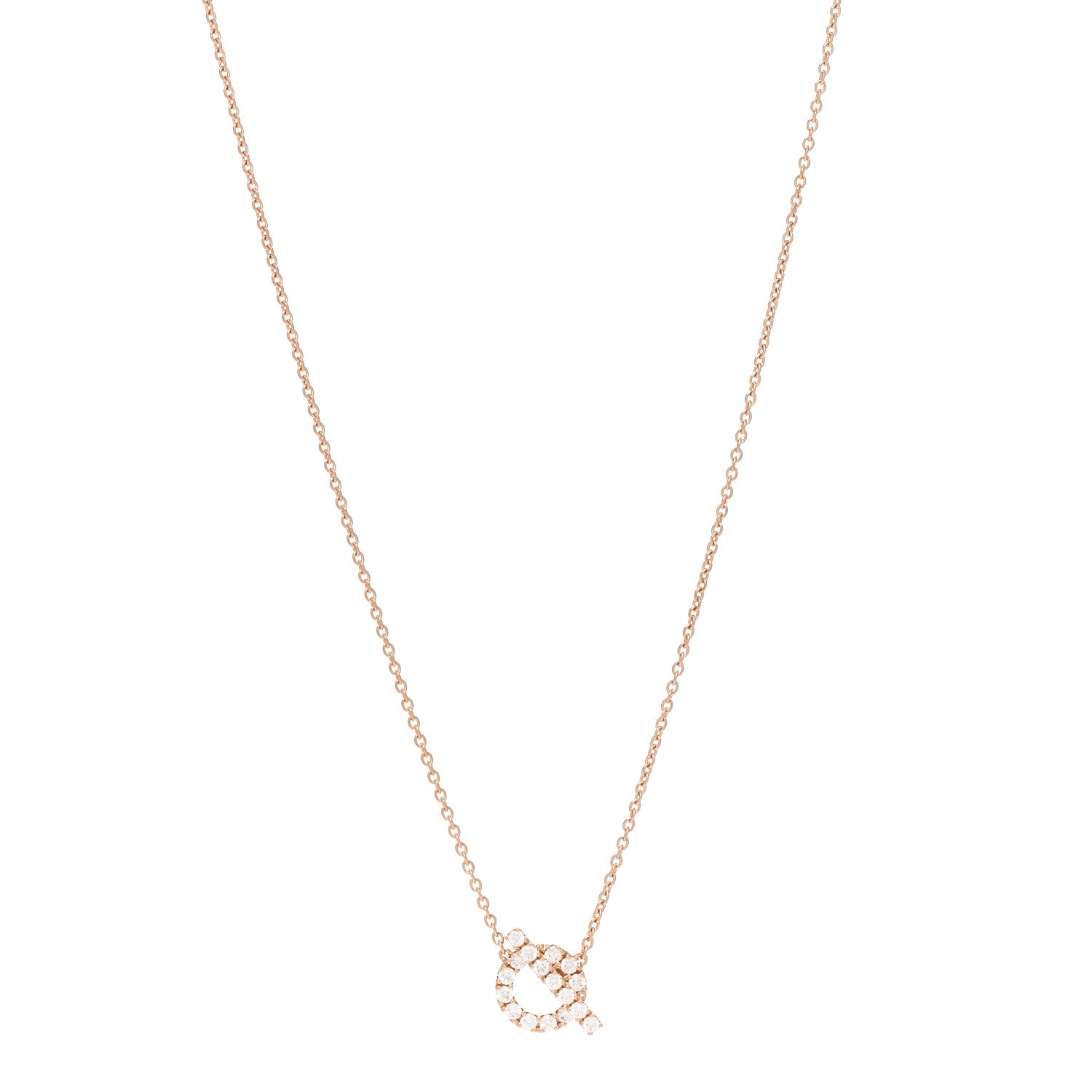 Hermes 18K Rose Gold Diamond Finesse Pendant Necklace 1 of 5