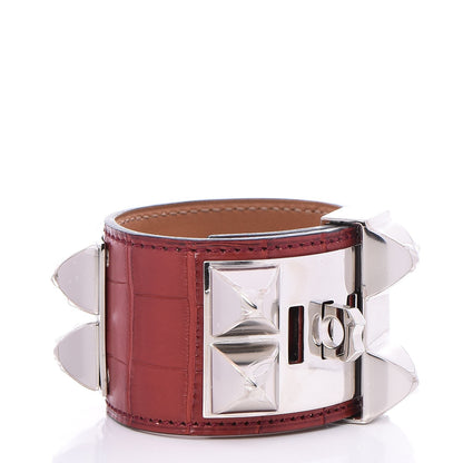 Hermes Matte Alligator Collier De Chien CDC Bracelet S Rouge H 3 of 7