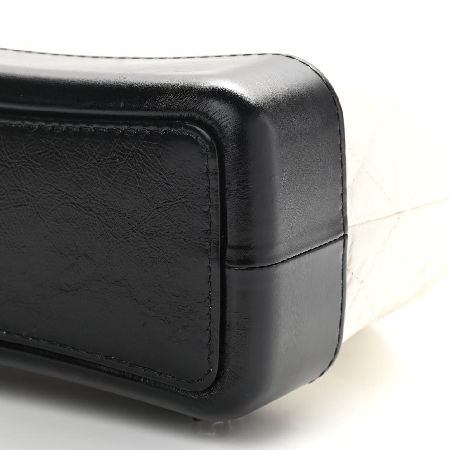 Aged Calfskin Quilted Gabrielle Backpack Black White