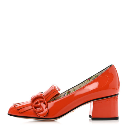 Gucci Vernice GG Marmont Fringe 50mm Loafer Pumps 36.5 Deep Orange 1 of 8