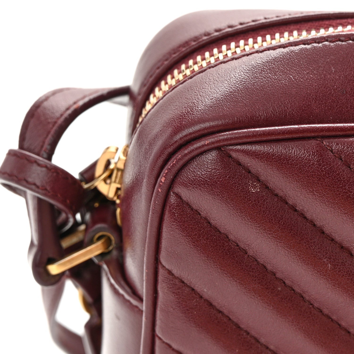 Saint Laurent Calfskin Matelasse Monogram Lou Camera Bag Dark Legion Red 16 of 22