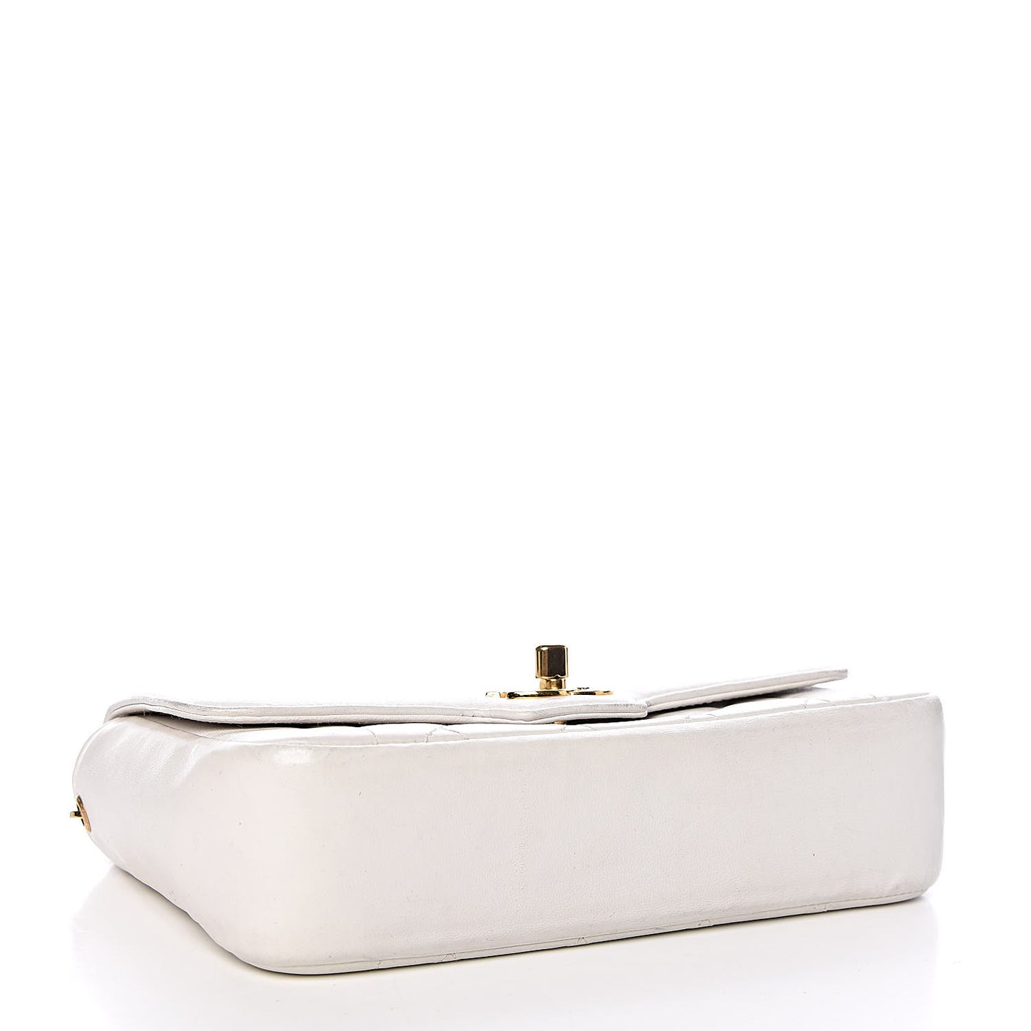 Lambskin Quilted Small Single Flap White